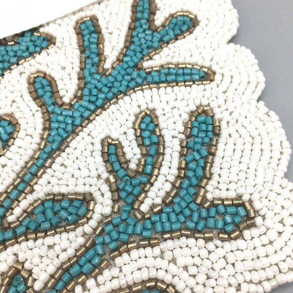 x4 Coastal Collection Beaded Ocean Blue Coral Reef Placemat Set Beach Decor 15" - Picture 4 of 7